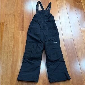 Lands End Snow Bibs Youth Black Ski Snow Pant One Piece Nylon Insulated size 8